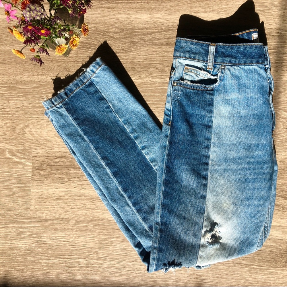 Free People Multicolor Distressed Boyfriend Jeans